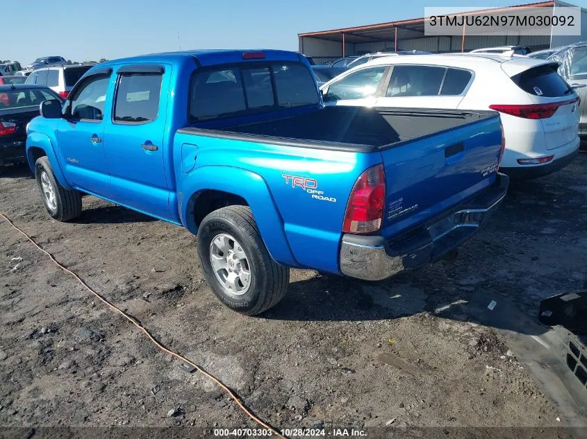 2007 Toyota Tacoma Double Cab Prerunner VIN: 3TMJU62N97M030092 Lot: 40703303