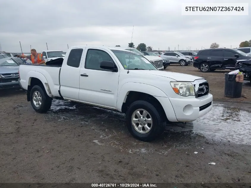 2007 Toyota Tacoma Prerunner V6 VIN: 5TETU62N07Z367424 Lot: 40726761