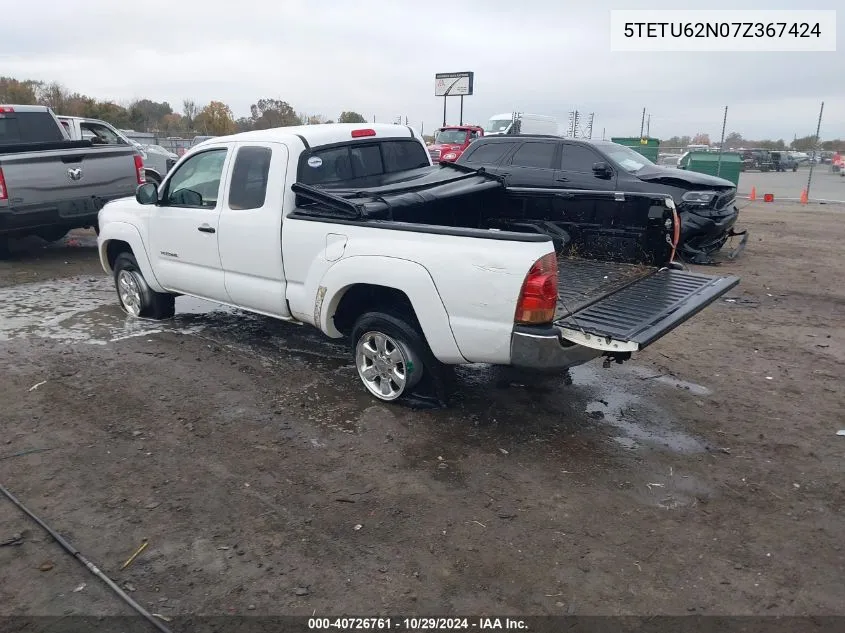 2007 Toyota Tacoma Prerunner V6 VIN: 5TETU62N07Z367424 Lot: 40726761