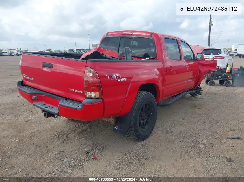 2007 Toyota Tacoma Double Cab VIN: 5TELU42N97Z435112 Lot: 40730559