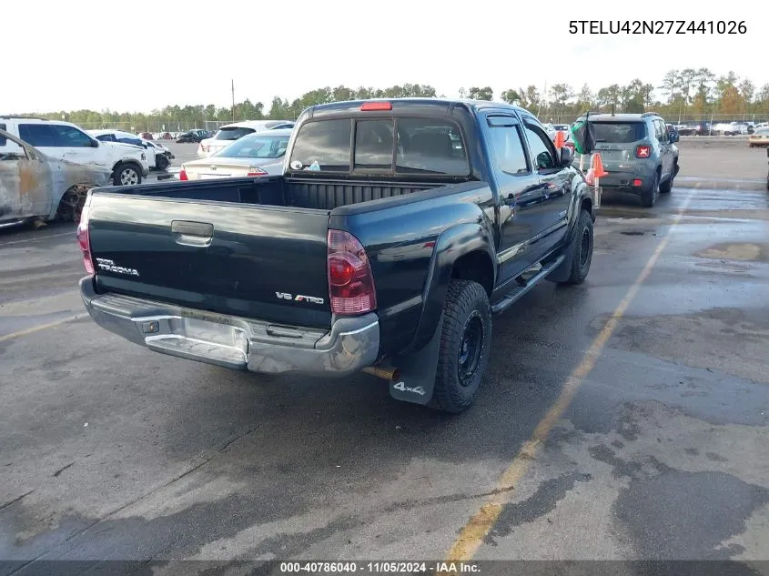 2007 Toyota Tacoma Base V6 VIN: 5TELU42N27Z441026 Lot: 40786040