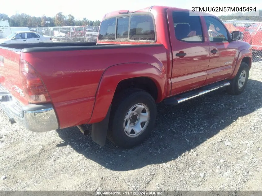 2007 Toyota Tacoma Prerunner V6 VIN: 3TMJU62N57M045494 Lot: 40848190