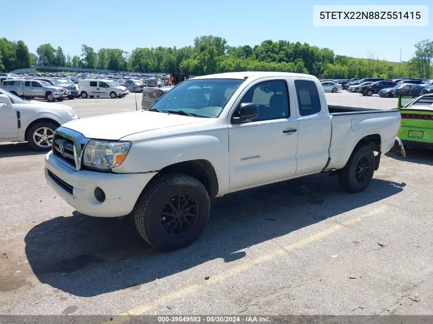 2008 Toyota Tacoma VIN: 5TETX22N88Z551415 Lot: 39549583