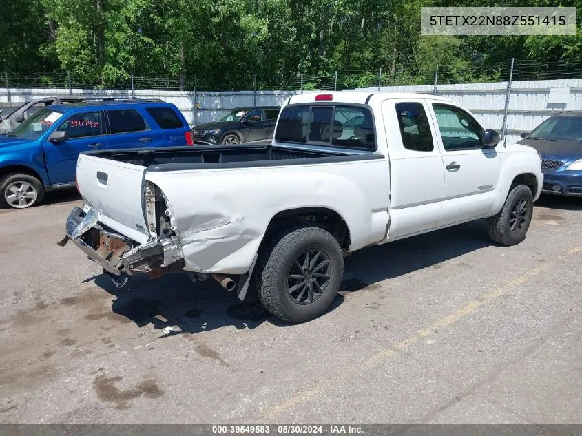 2008 Toyota Tacoma VIN: 5TETX22N88Z551415 Lot: 39549583