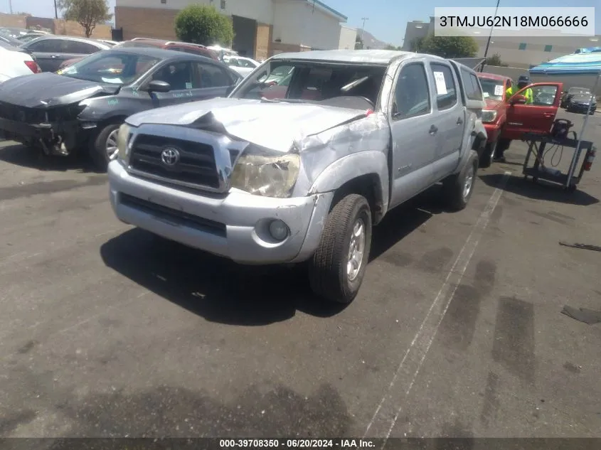 2008 Toyota Tacoma Prerunner V6 VIN: 3TMJU62N18M066666 Lot: 39708350