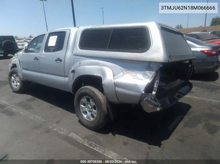 2008 Toyota Tacoma Prerunner V6 VIN: 3TMJU62N18M066666 Lot: 39708350