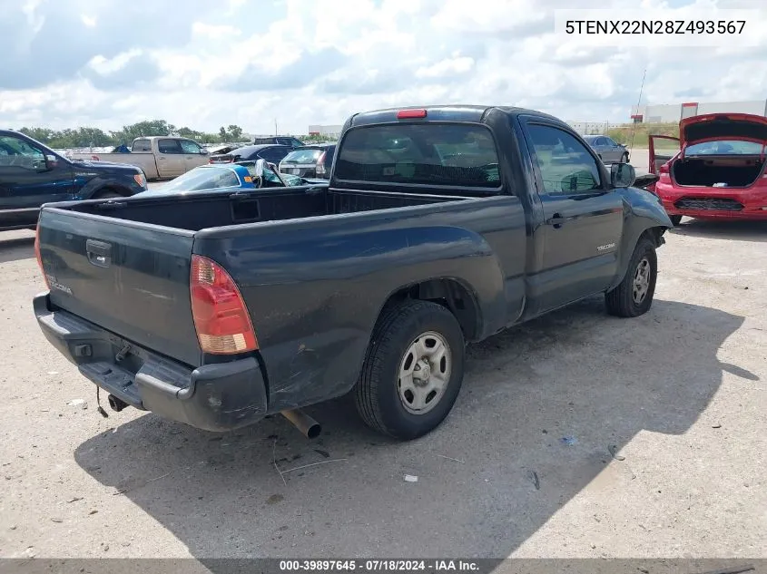 2008 Toyota Tacoma VIN: 5TENX22N28Z493567 Lot: 39897645