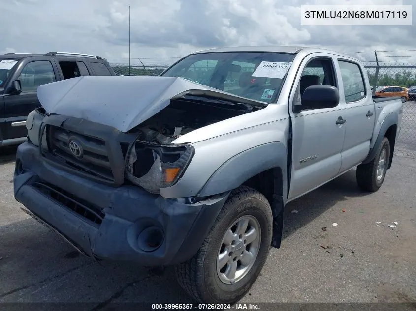 2008 Toyota Tacoma Base V6 VIN: 3TMLU42N68M017119 Lot: 39965357