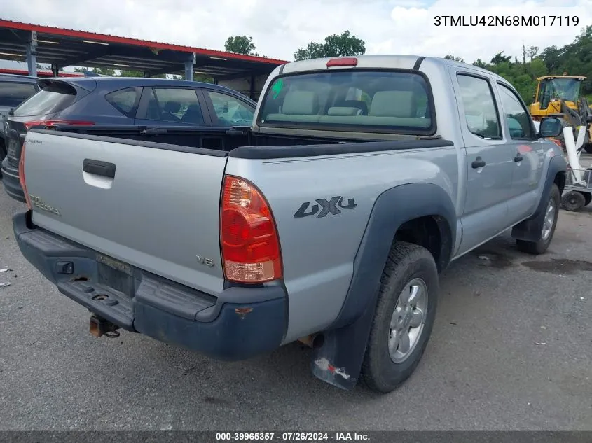 3TMLU42N68M017119 2008 Toyota Tacoma Base V6