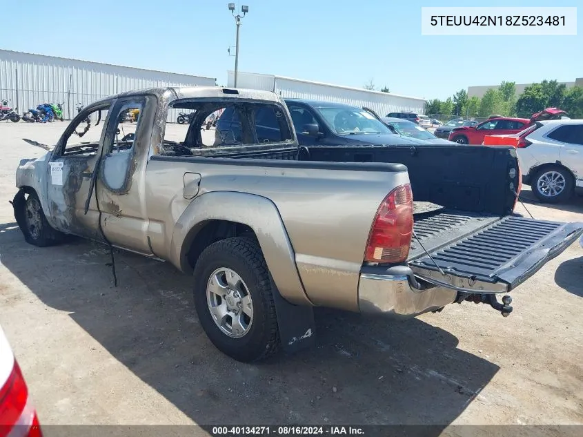 2008 Toyota Tacoma Base V6 VIN: 5TEUU42N18Z523481 Lot: 40134271