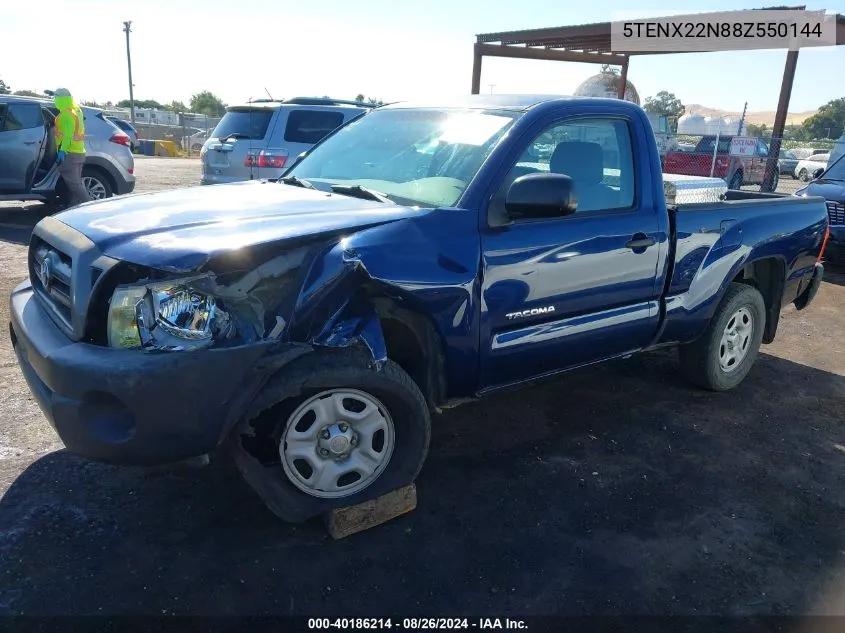 2008 Toyota Tacoma VIN: 5TENX22N88Z550144 Lot: 40186214