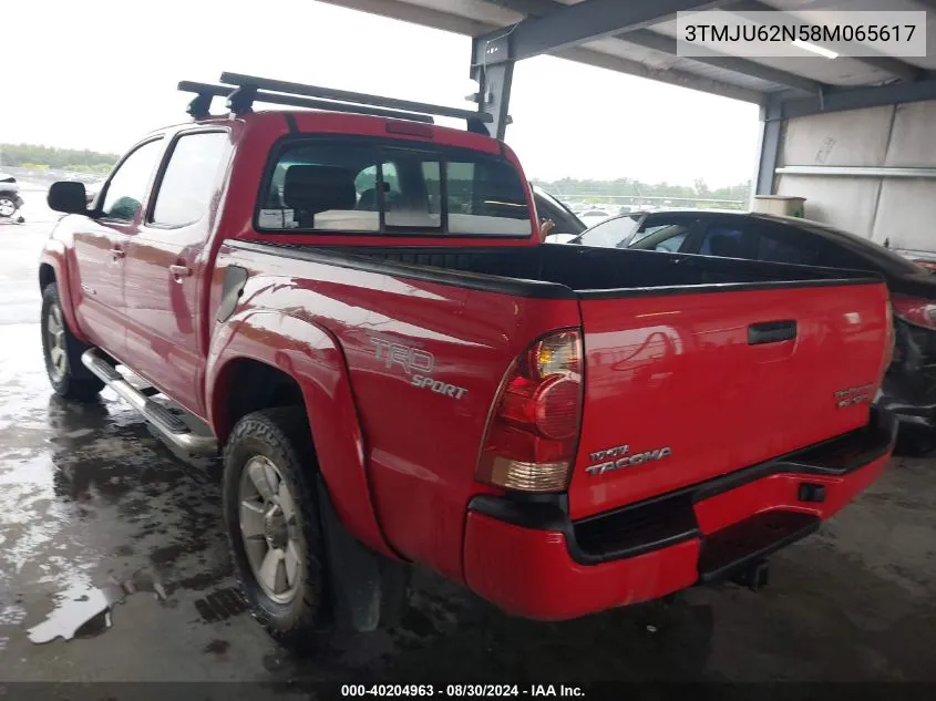 2008 Toyota Tacoma Prerunner V6 VIN: 3TMJU62N58M065617 Lot: 40684733