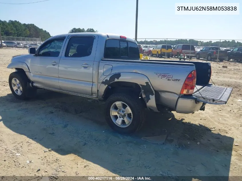 2008 Toyota Tacoma Prerunner V6 VIN: 3TMJU62N58M053838 Lot: 40217116