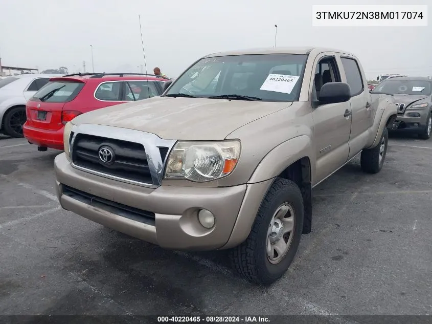 2008 Toyota Tacoma Prerunner V6 VIN: 3TMKU72N38M017074 Lot: 40220465