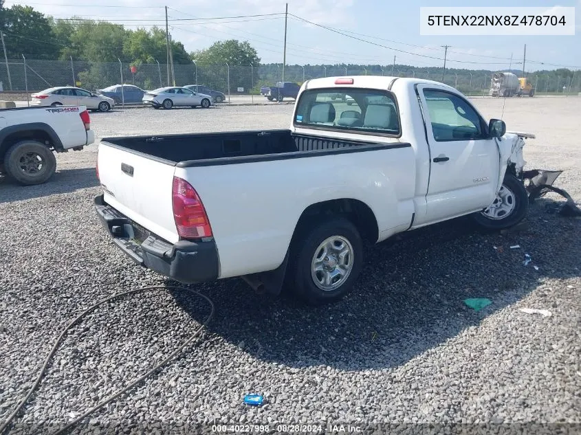 2008 Toyota Tacoma VIN: 5TENX22NX8Z478704 Lot: 40227998