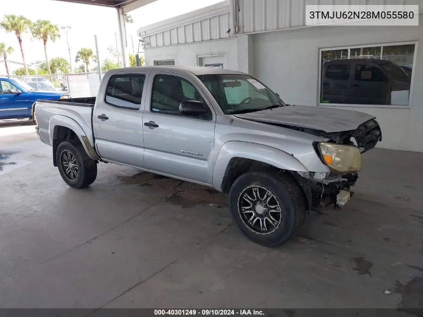 2008 Toyota Tacoma Double Cab Prerunner VIN: 3TMJU62N28M055580 Lot: 40301249