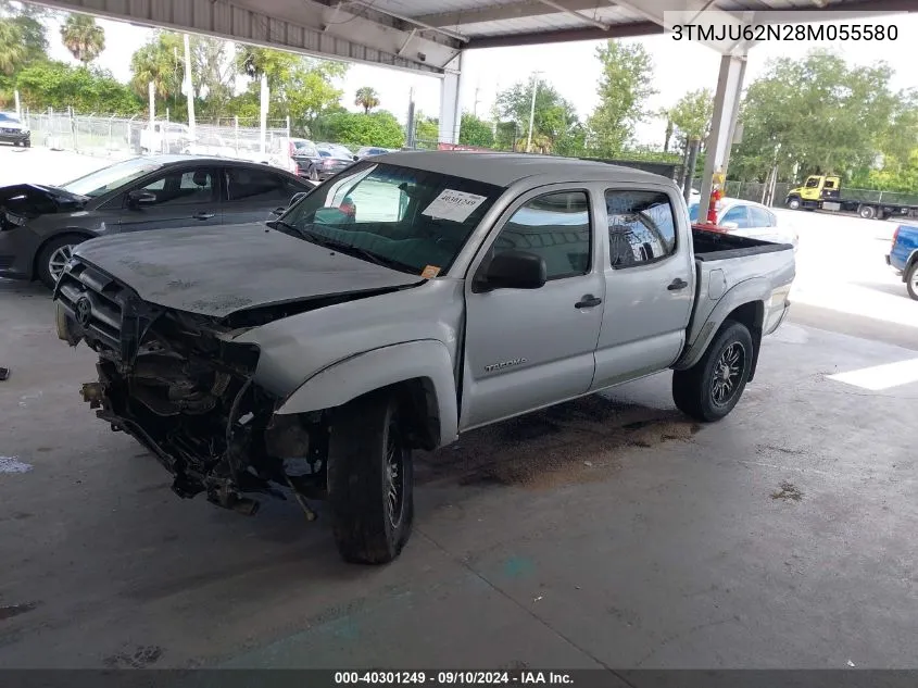 2008 Toyota Tacoma Double Cab Prerunner VIN: 3TMJU62N28M055580 Lot: 40301249