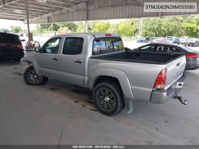 2008 Toyota Tacoma Double Cab Prerunner VIN: 3TMJU62N28M055580 Lot: 40301249