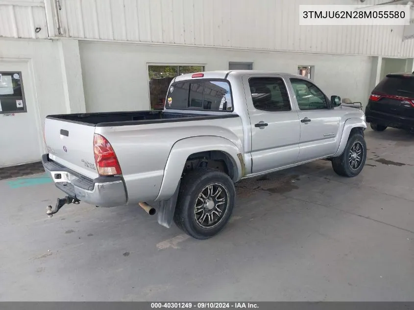 2008 Toyota Tacoma Double Cab Prerunner VIN: 3TMJU62N28M055580 Lot: 40301249