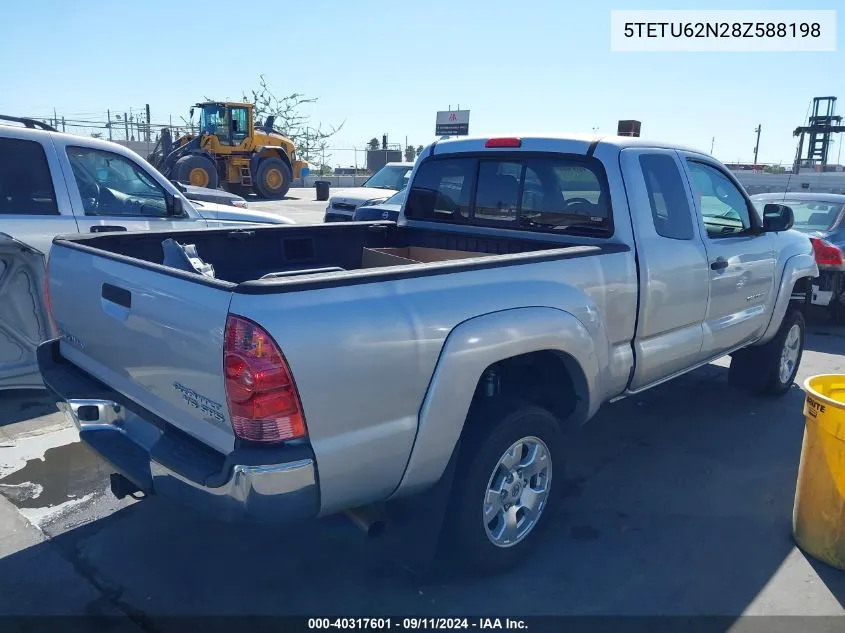 2008 Toyota Tacoma Prerunner V6 VIN: 5TETU62N28Z588198 Lot: 40317601