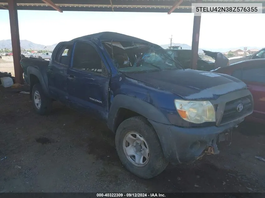 2008 Toyota Tacoma Base V6 VIN: 5TELU42N38Z576355 Lot: 40322309