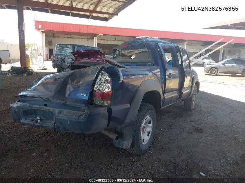 2008 Toyota Tacoma Base V6 VIN: 5TELU42N38Z576355 Lot: 40322309