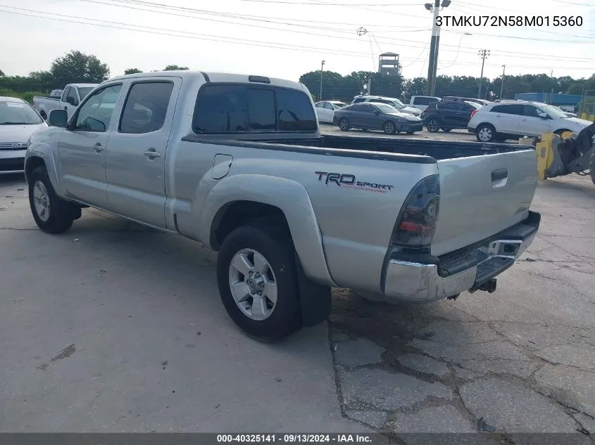 2008 Toyota Tacoma Dbl Cab Prerunner Lng Bed VIN: 3TMKU72N58M015360 Lot: 40325141