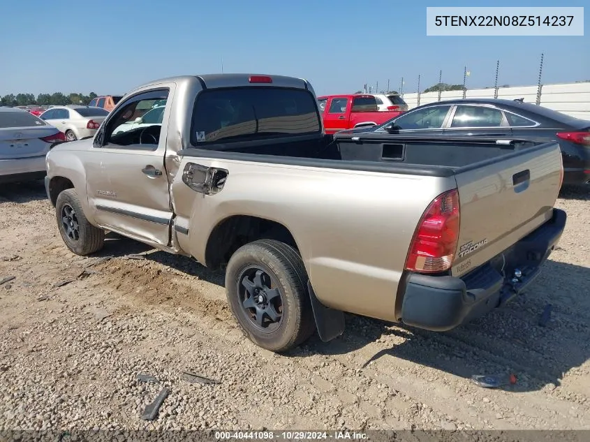 2008 Toyota Tacoma VIN: 5TENX22N08Z514237 Lot: 40441098