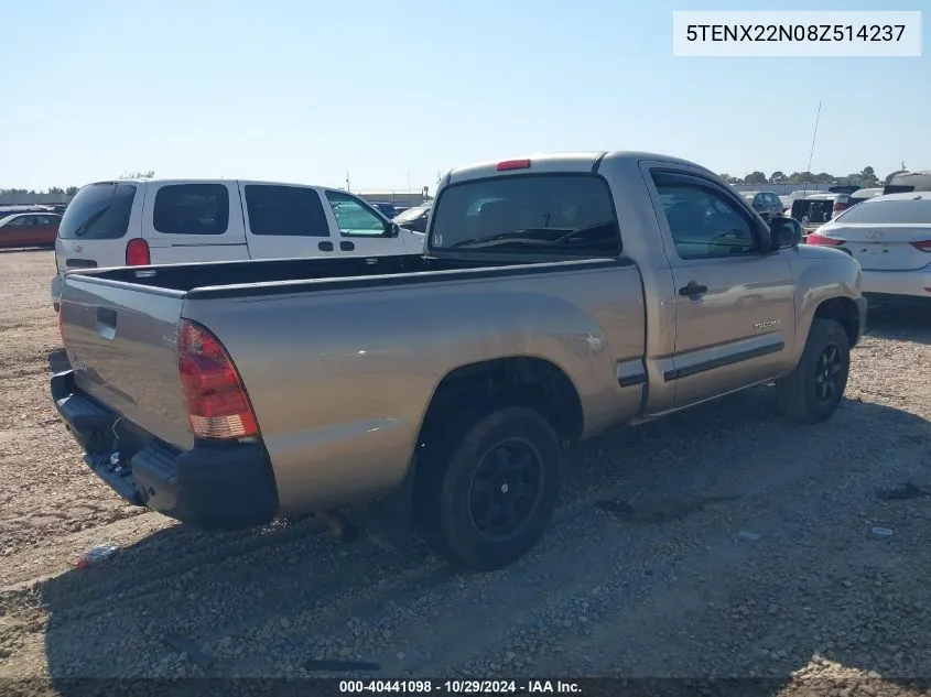 2008 Toyota Tacoma VIN: 5TENX22N08Z514237 Lot: 40441098