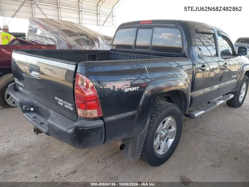 2008 Toyota Tacoma Prerunner V6 VIN: 5TEJU62N68Z482862 Lot: 40554136