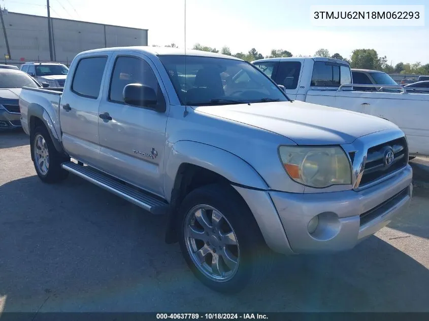 2008 Toyota Tacoma Prerunner V6 VIN: 3TMJU62N18M062293 Lot: 40637789