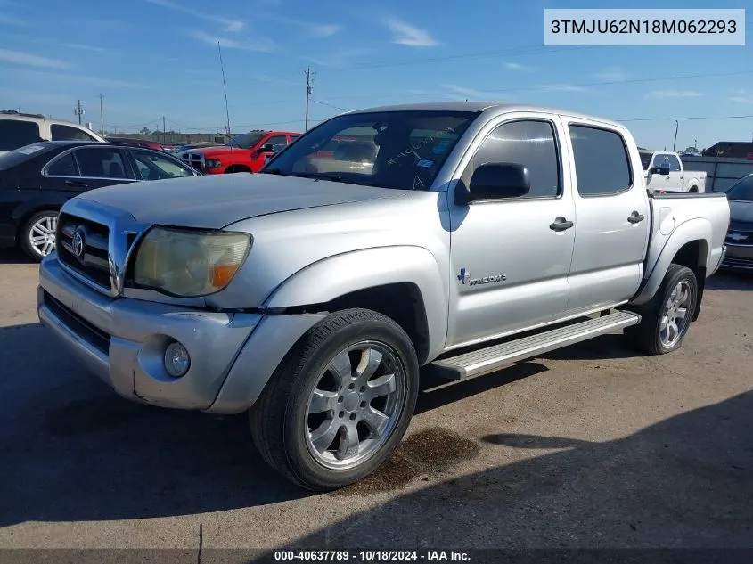 2008 Toyota Tacoma Prerunner V6 VIN: 3TMJU62N18M062293 Lot: 40637789