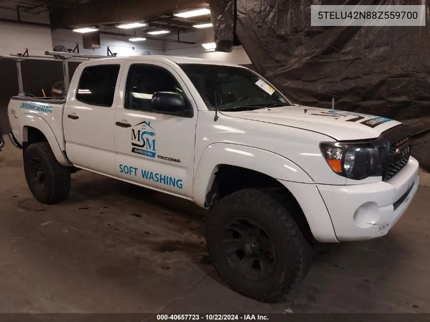 2008 Toyota Tacoma Double Cab VIN: 5TELU42N88Z559700 Lot: 40657723