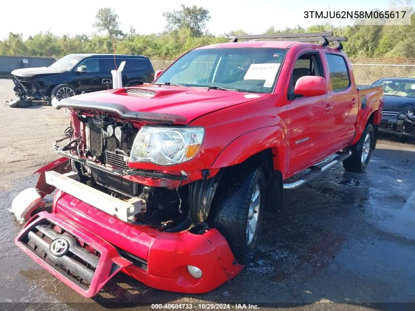 2008 Toyota Tacoma Prerunner V6 VIN: 3TMJU62N58M065617 Lot: 40684733