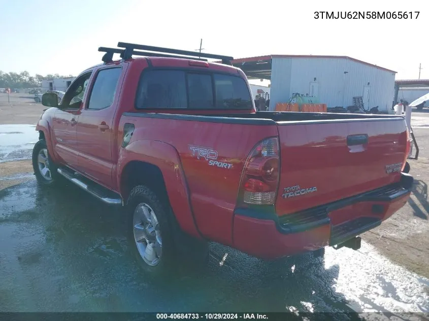 2008 Toyota Tacoma Prerunner V6 VIN: 3TMJU62N58M065617 Lot: 40684733