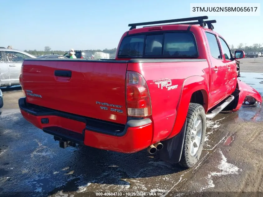 2008 Toyota Tacoma Prerunner V6 VIN: 3TMJU62N58M065617 Lot: 40684733