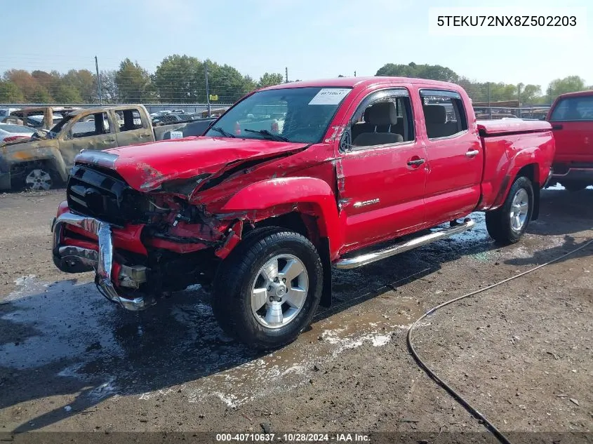 2008 Toyota Tacoma Prerunner V6 VIN: 5TEKU72NX8Z502203 Lot: 40710637