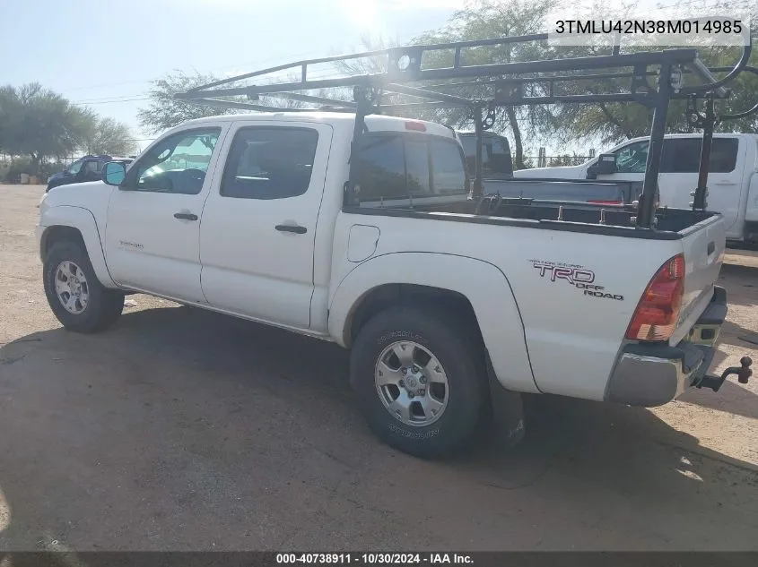 2008 Toyota Tacoma Double Cab VIN: 3TMLU42N38M014985 Lot: 40738911