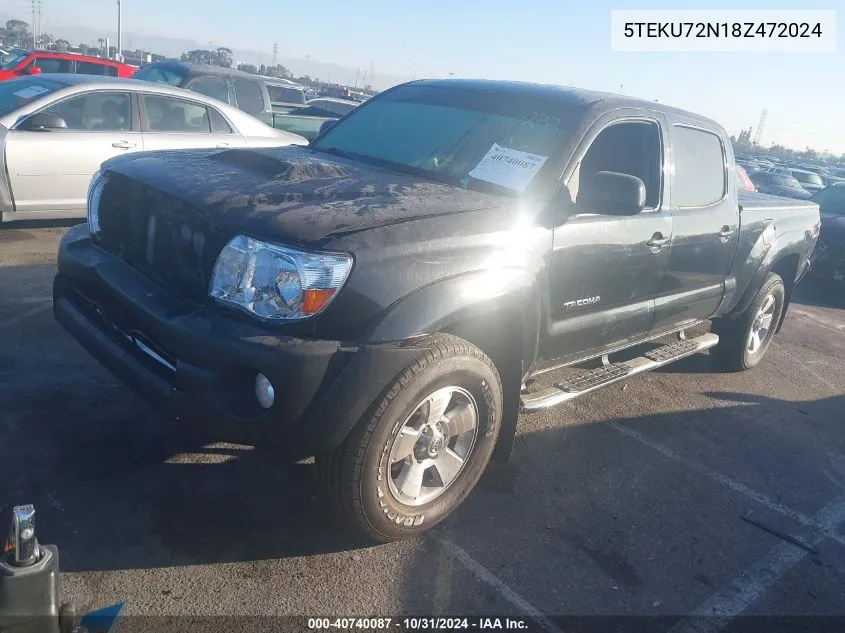 2008 Toyota Tacoma Prerunner V6 VIN: 5TEKU72N18Z472024 Lot: 40740087