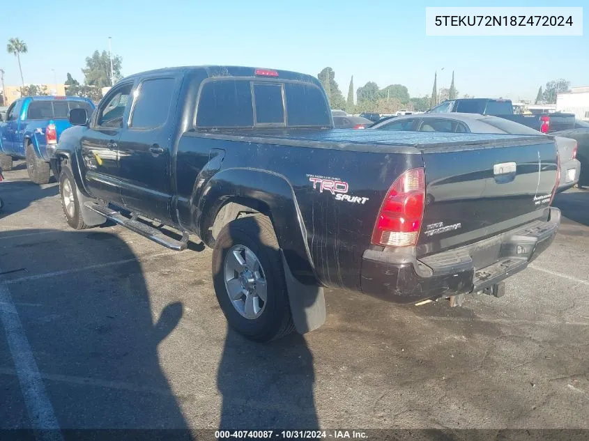 2008 Toyota Tacoma Prerunner V6 VIN: 5TEKU72N18Z472024 Lot: 40740087