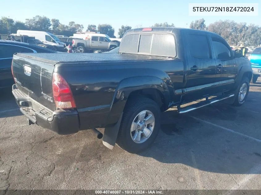 2008 Toyota Tacoma Prerunner V6 VIN: 5TEKU72N18Z472024 Lot: 40740087