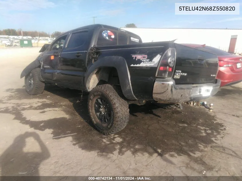 2008 Toyota Tacoma Double Cab VIN: 5TELU42N68Z550820 Lot: 40742134