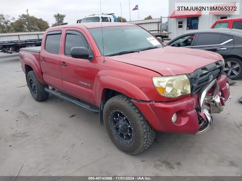 2008 Toyota Tacoma Prerunner V6 VIN: 3TMJU62N18M065372 Lot: 40743066