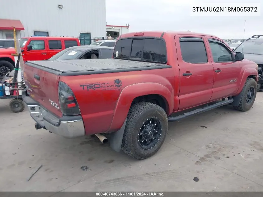 2008 Toyota Tacoma Prerunner V6 VIN: 3TMJU62N18M065372 Lot: 40743066