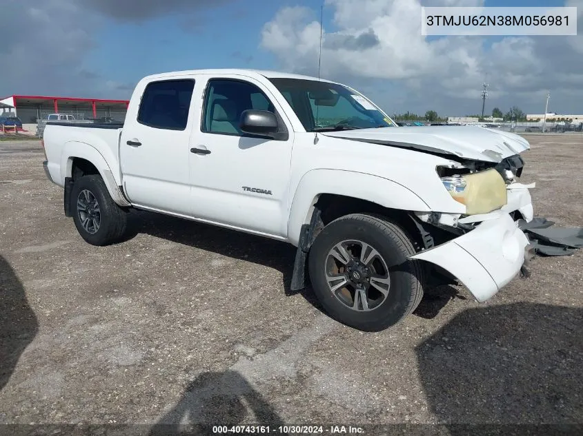 2008 Toyota Tacoma Prerunner V6 VIN: 3TMJU62N38M056981 Lot: 40743161