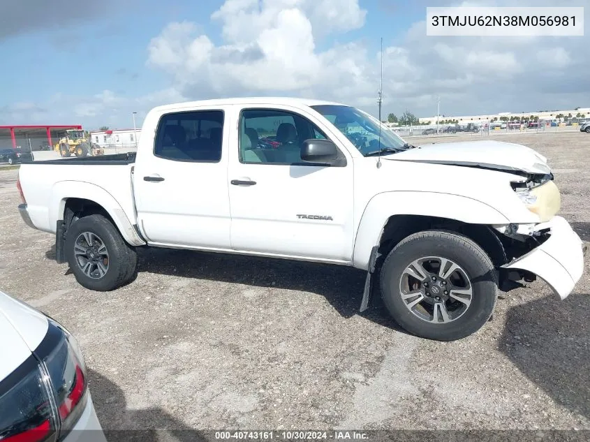 2008 Toyota Tacoma Prerunner V6 VIN: 3TMJU62N38M056981 Lot: 40743161