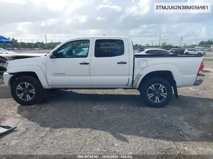 2008 Toyota Tacoma Prerunner V6 VIN: 3TMJU62N38M056981 Lot: 40743161