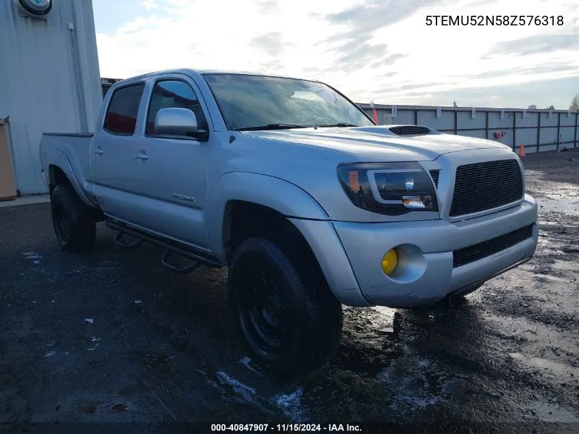 2008 Toyota Tacoma Double Cab Long Bed VIN: 5TEMU52N58Z576318 Lot: 40847907