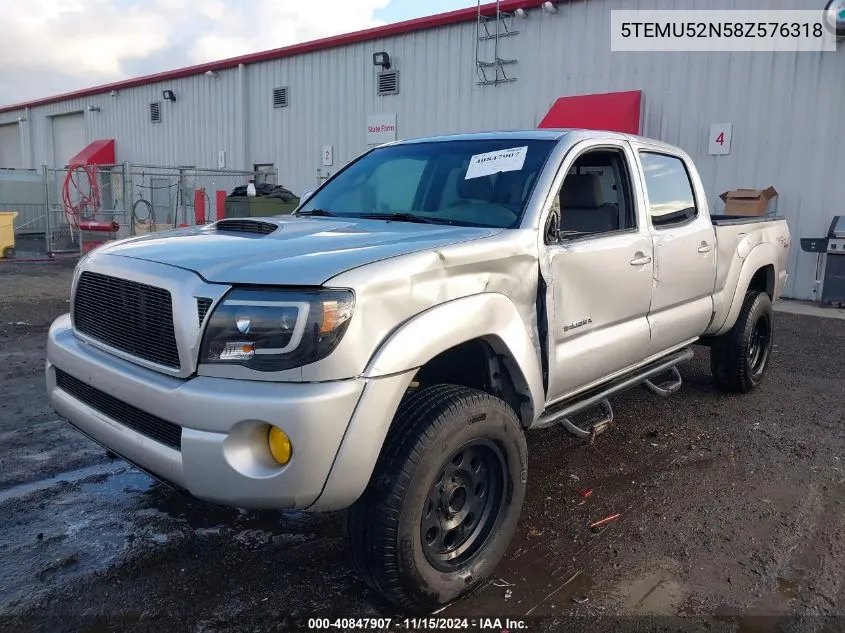 2008 Toyota Tacoma Double Cab Long Bed VIN: 5TEMU52N58Z576318 Lot: 40847907