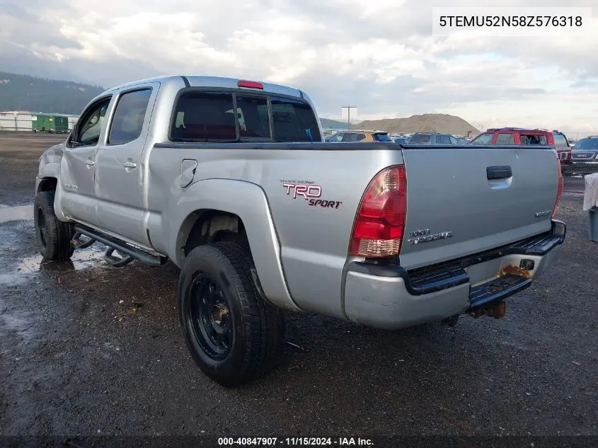 2008 Toyota Tacoma Double Cab Long Bed VIN: 5TEMU52N58Z576318 Lot: 40847907